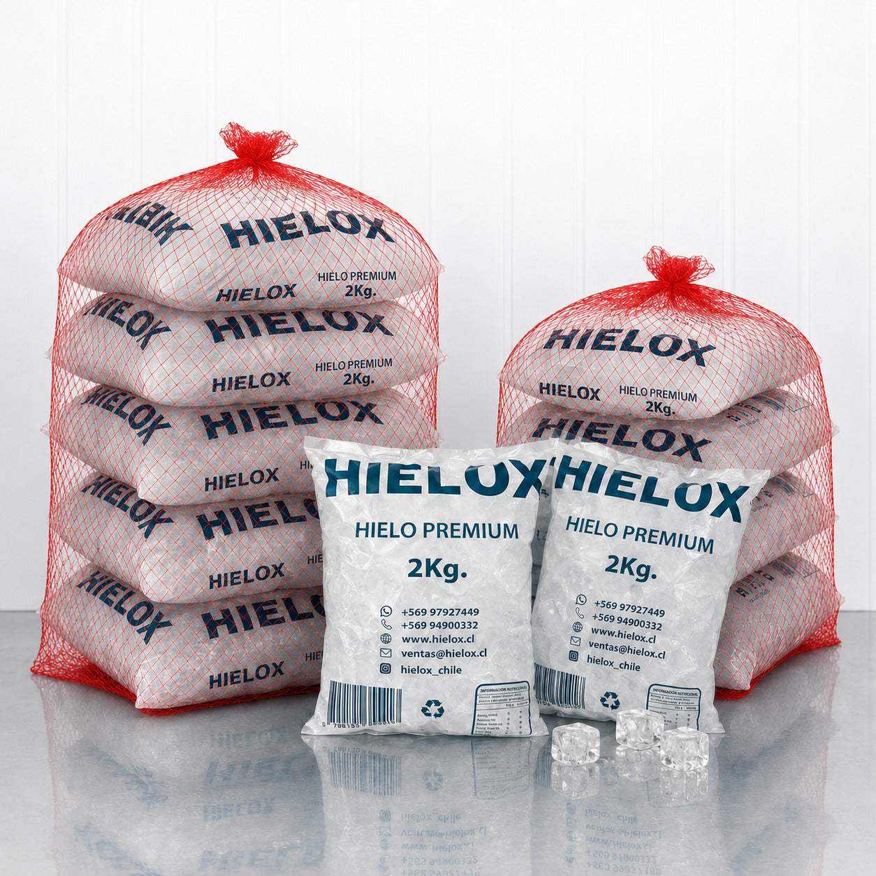 Hielo en malla de 20kg (Bolsa 2 kilos)
